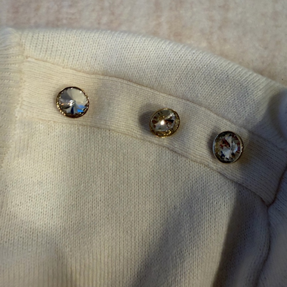 J. Crew Ivory Ruffle Rhinestone Sweater - Picture 5 of 6